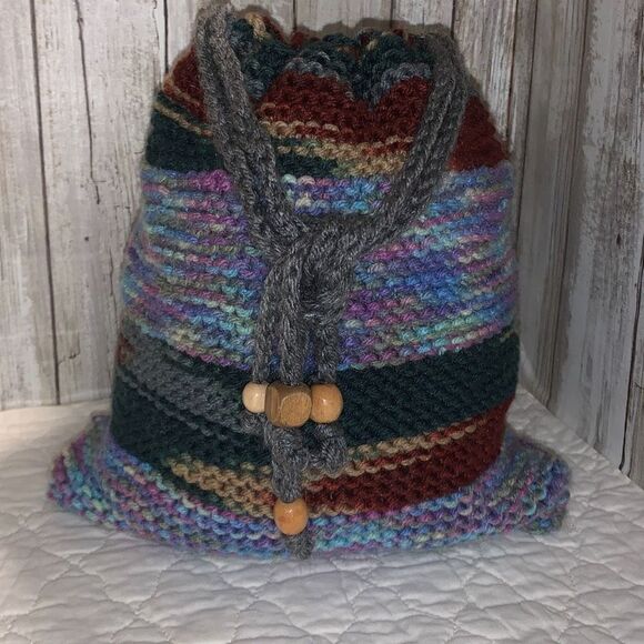 Handmade Colorful Crochet Knit Drawing Handbag - Picture 2 of 16